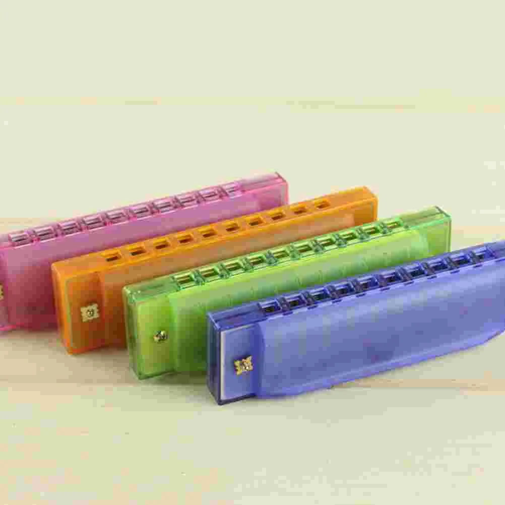 2pcs 10 Hole Plastic Harmonica Music Instrument Educational Music Toy for Beginner Students Kids (Blue+Orange)