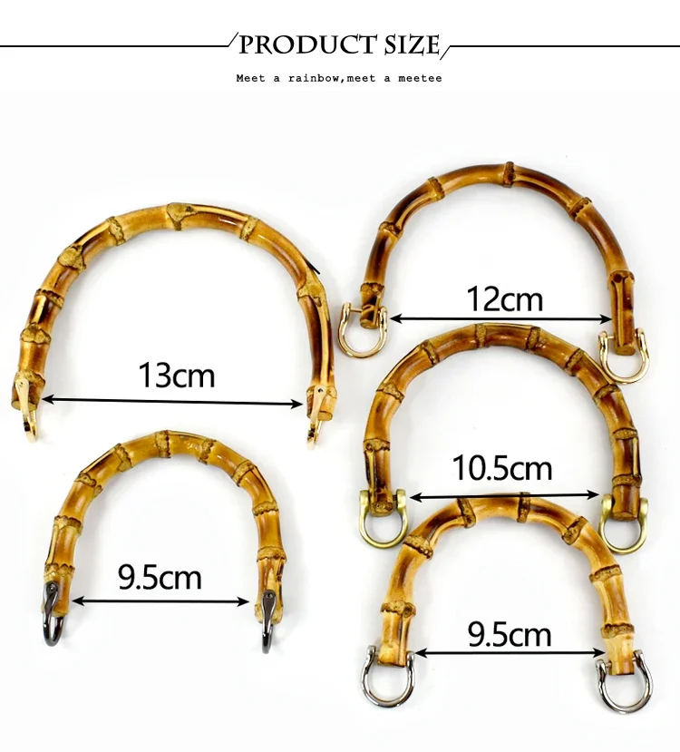 1/2Pcs Deepeel Natural Bamboo Handle Clutch HandBag Frame Replacement U-shaped Handles for Woven Bag Luggage Hardware Accessory