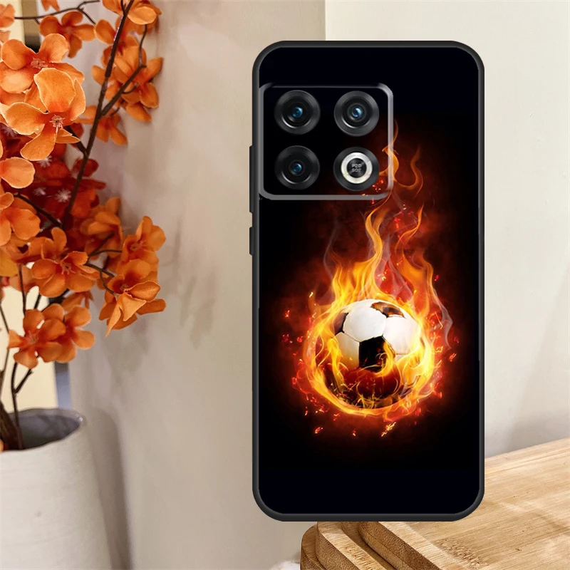 Fire Football Soccer Ball Case For OnePlus 11 8 9 10 Pro 8T 9R 9RT 10T Cover For OnePlus Nord 3 2T CE 2 Lite N10 N20