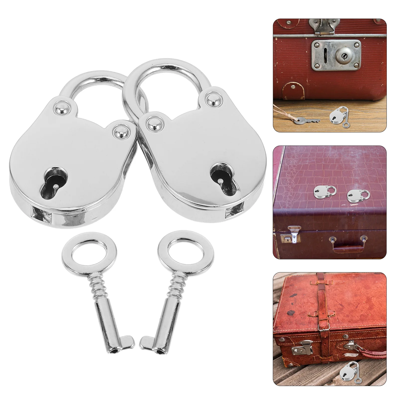 

2set Mini Suitcase Lock Small Vintage Metal Padlocks for Backpack Luggage Security Durability Privacy Assurance