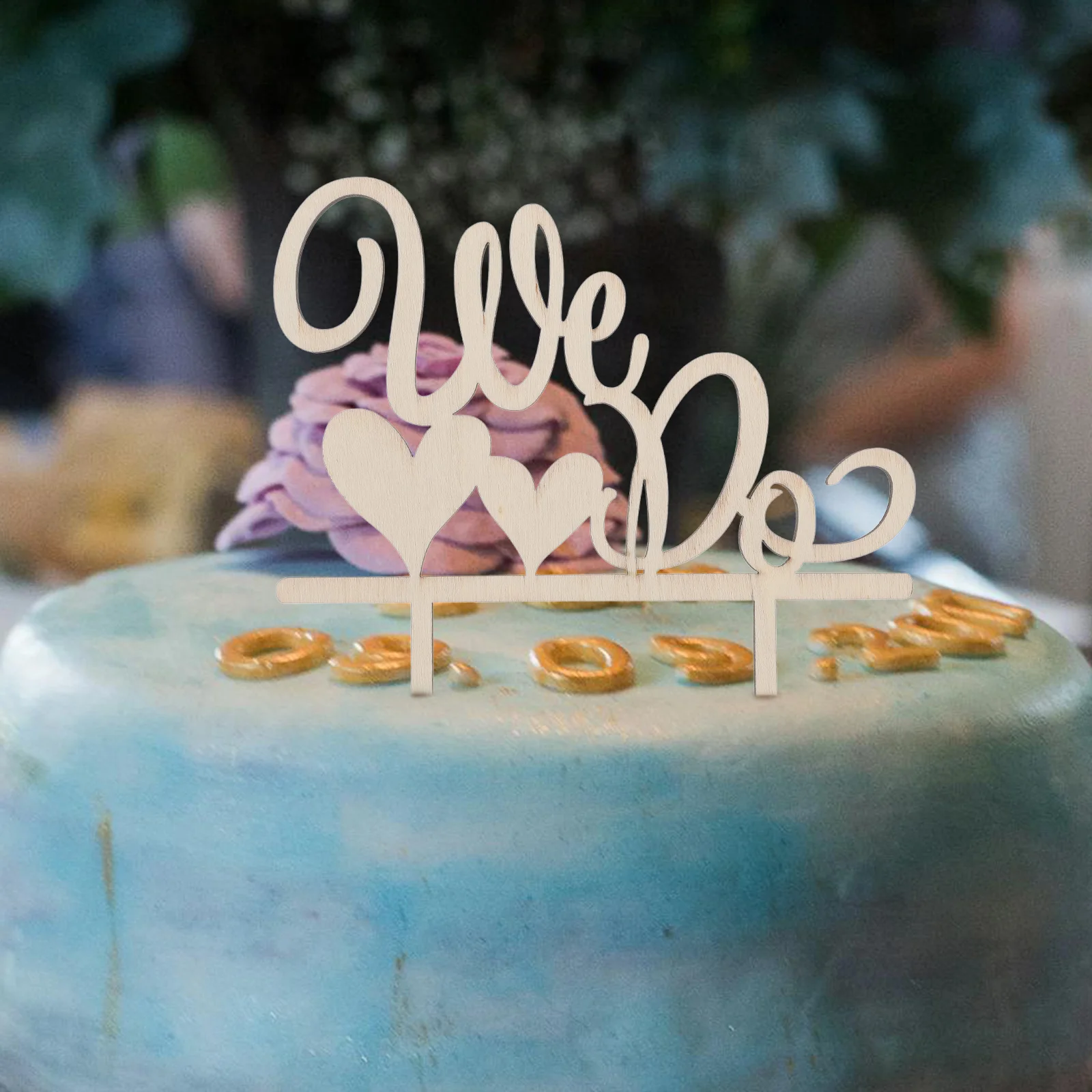 

Wooden Cake Topper 14 4cmx12 8cm Wedding Decorations Bamboo Rustic Lovely Design Retro Style Handmade Bride Groom Cake