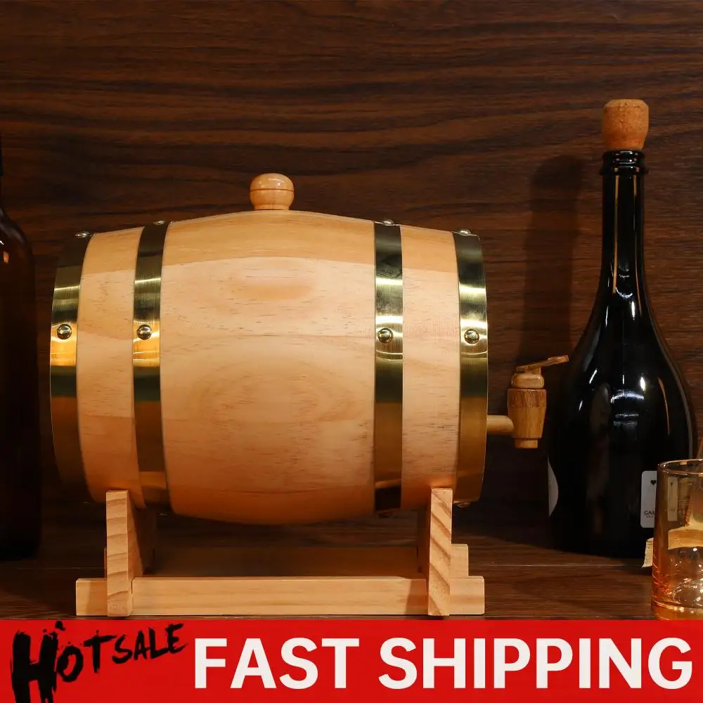 

Деревянная бочка для виски объемом 3 л с подставкой и патрубком, диспенсер для бочки для виски, бочка для виски, бурбон, коктейлей, ромом