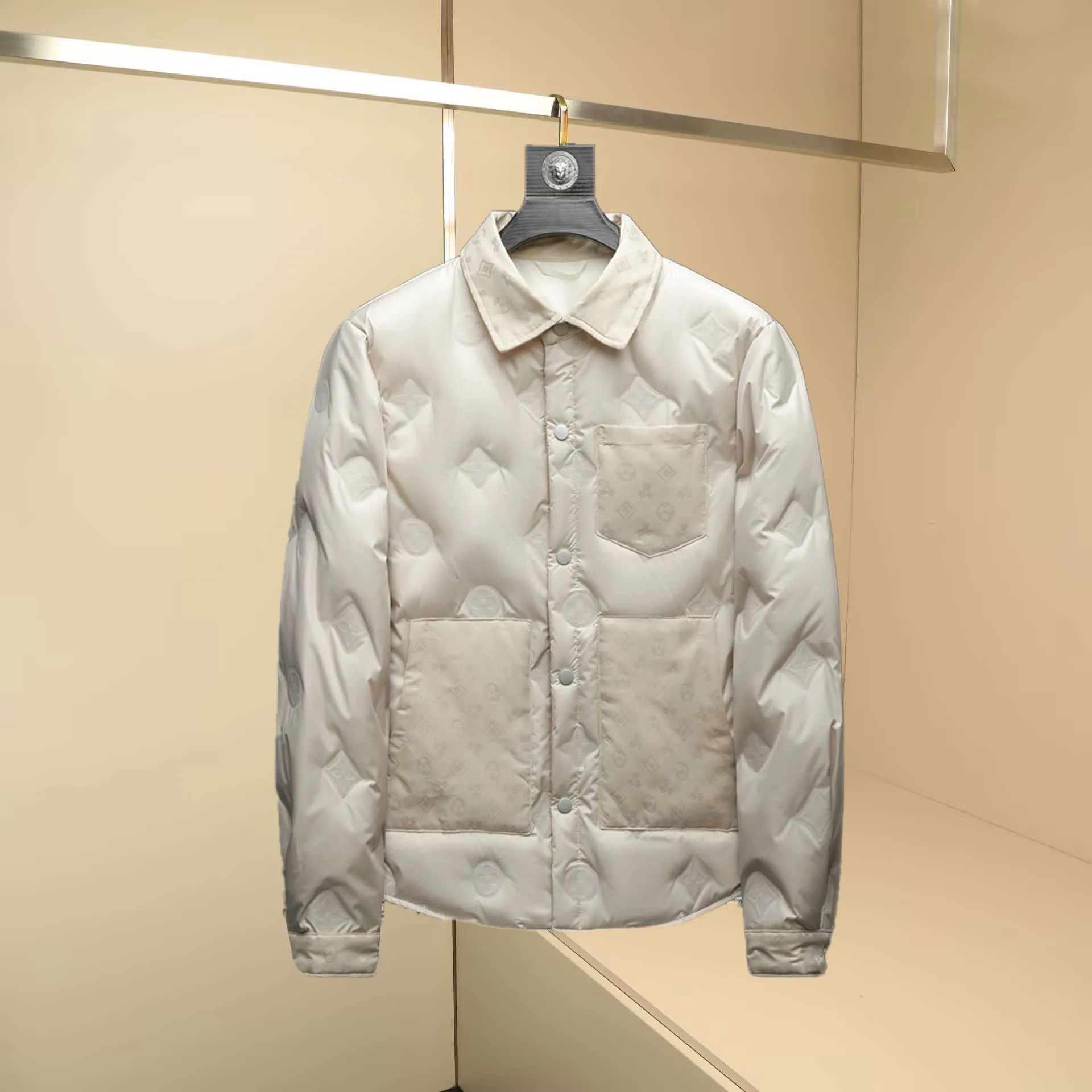 

Thiened Du down Jaet Autumn Winter New Sle Warmth High Quali Floral Pring 90% White Du Feather Men's Faion