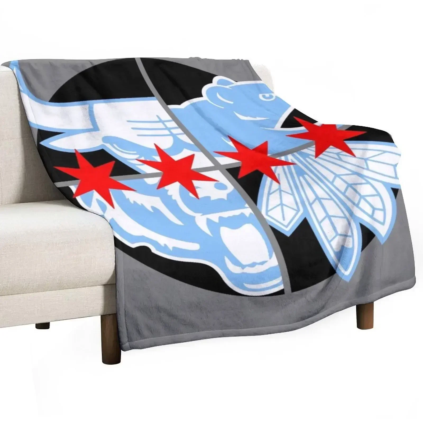Chicago Northside Stars & Sports Throw Blanket Bed linens Heavy Flannel Fabric Nap Tourist Blankets