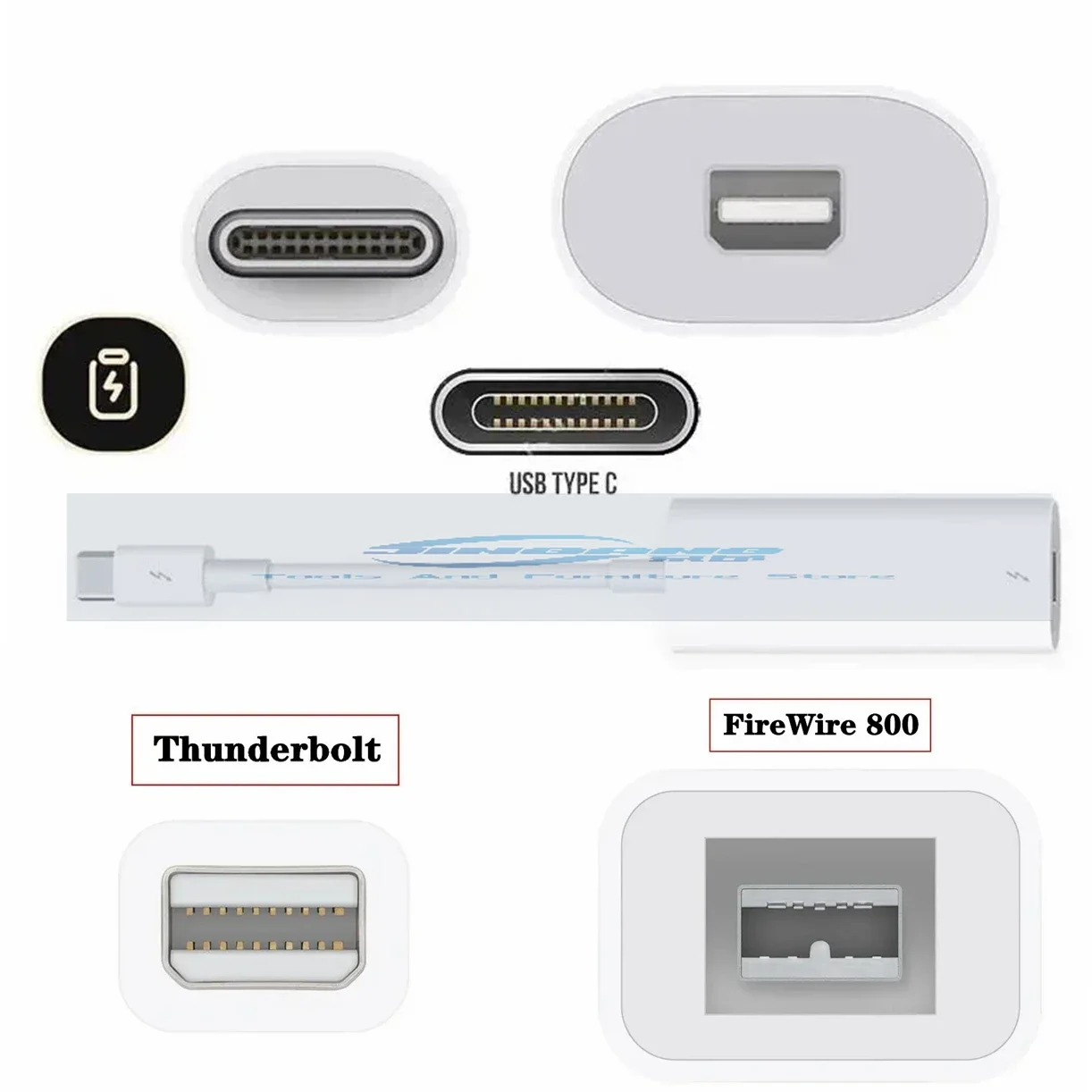 محولات Thunderbolt 2 إلى 3 إلى FireWire 800 1394b إلى RJ45 لأجهزة Mac المزودة بمنافذ Thunderbolt