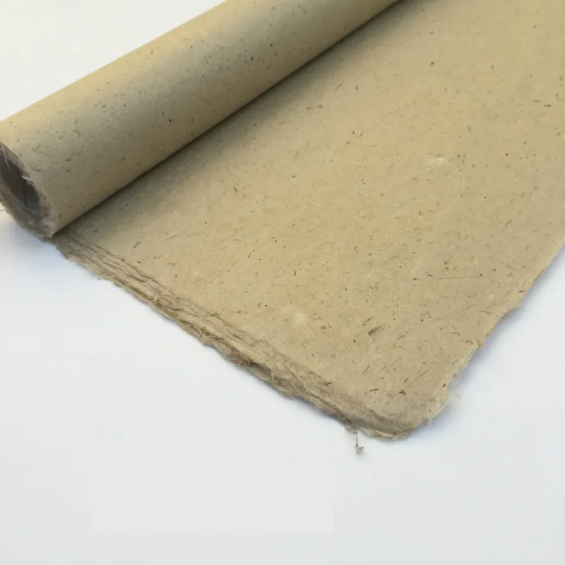 Chinese Palnt Fiber Half Ripe Xuan Paper Antique Craft Handmade Natural Color Pure Mulberry Paper Calligraphy Drawing Rice Paper