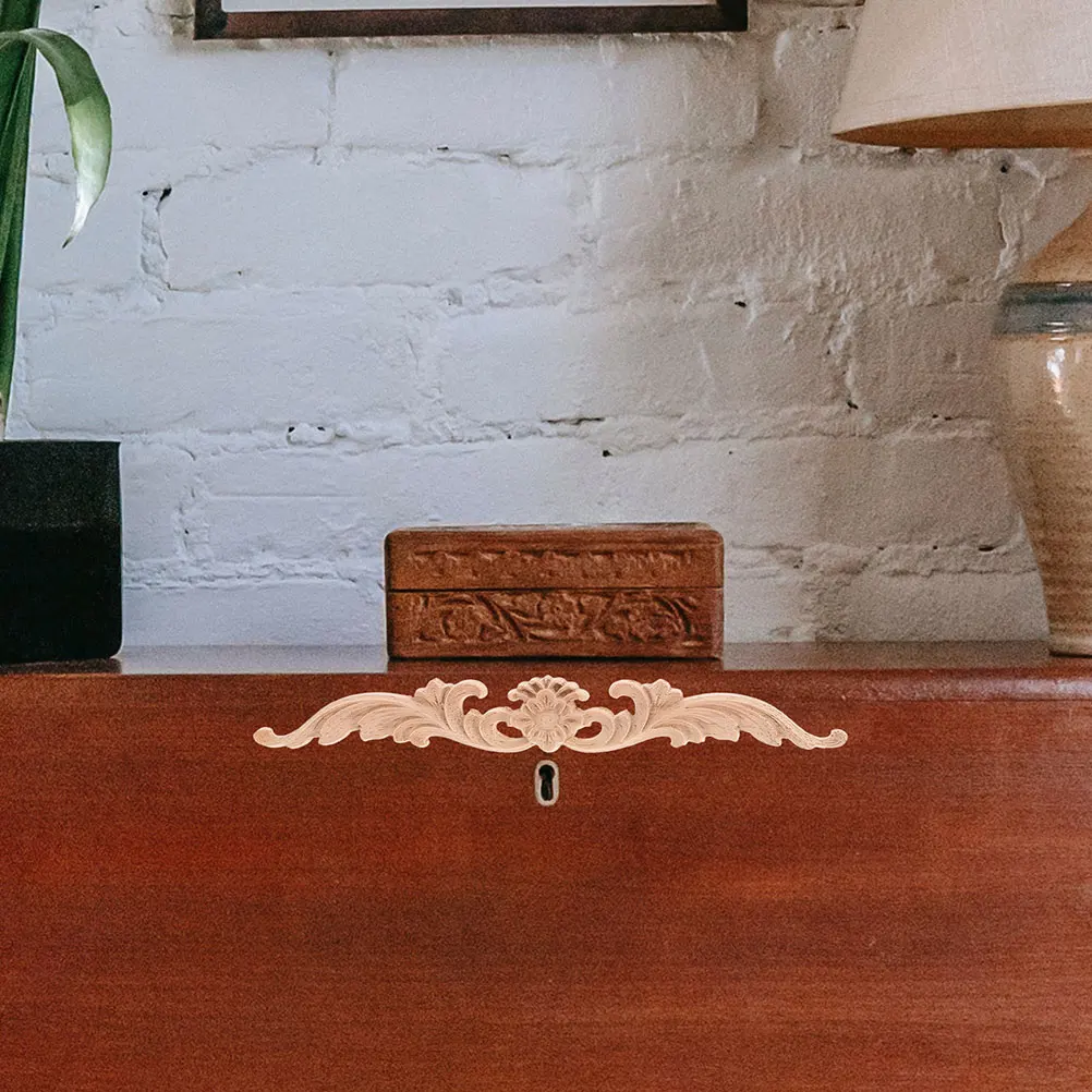 

4pcs Solid Wood Carved Appliques Unpainted Onlays For Wall Cabinet Door Frame Decor Vintage Wooden Decorative Ornaments Home