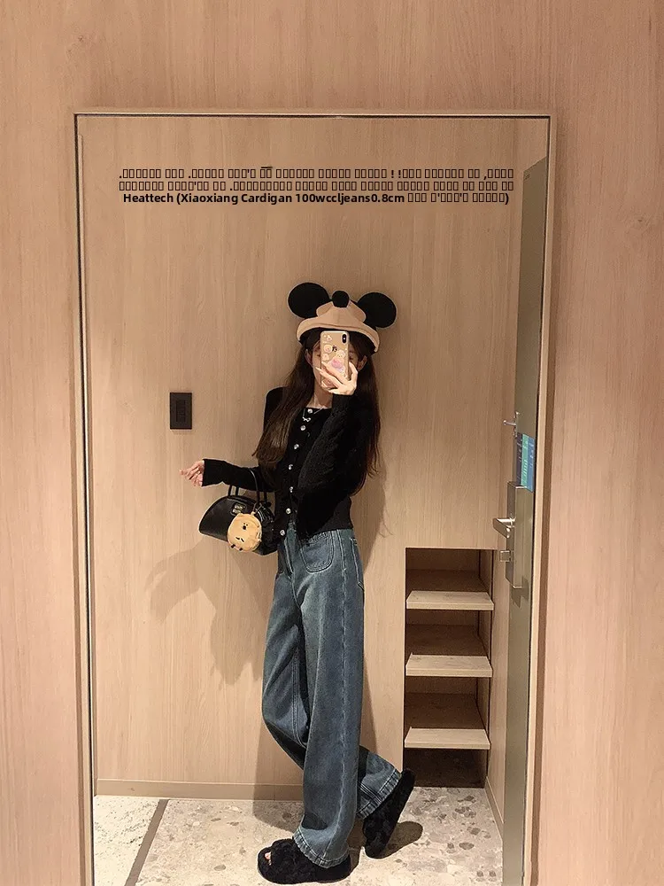 

Теплые джинсовые брюки с имбирным наполнителем и постоянным подогревом, с высокой талией, свободного кроя, зимние, женские, модные, Gold Musoom