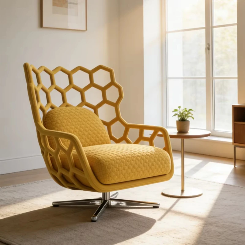 Hexagonal pattern rotating office chair ergonomic breathable cushion leisure armchair