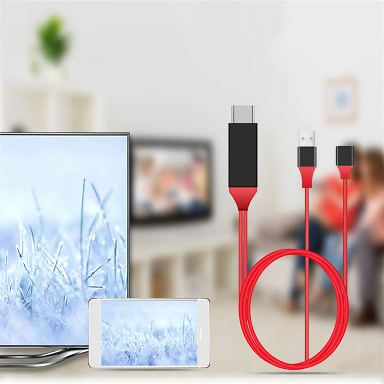 

1M Micro To Usb Cable Adapter For Phone Screen Mirroring Support 1080P Hd Video Streaming Charging Simultaneously Video