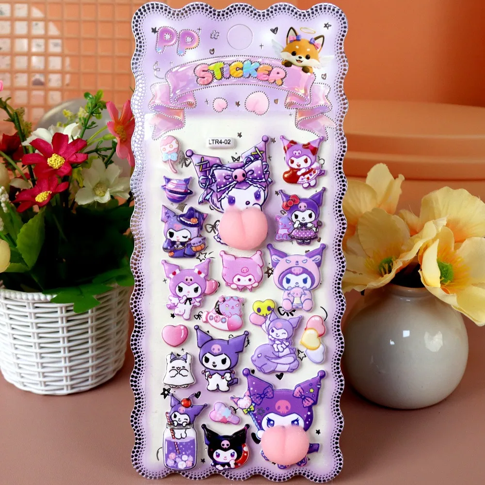 3er-Set lustige Sanrio Happy Buttocks Aufkleber – Kuromi & Melody kreative, weiche, zusammendrückbare Deko-Sticker für Handy, Notizbuch, Laptop – Detail 4