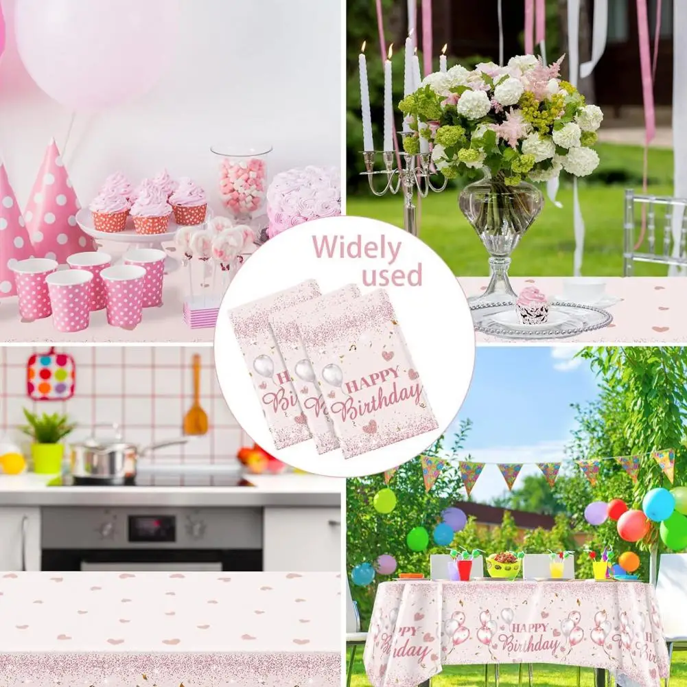 

Birthday Party Disposable Tablecloth Disposable Dinning Table Cover Colorful Birthday Party Tablecloths 3-pack of for Girls