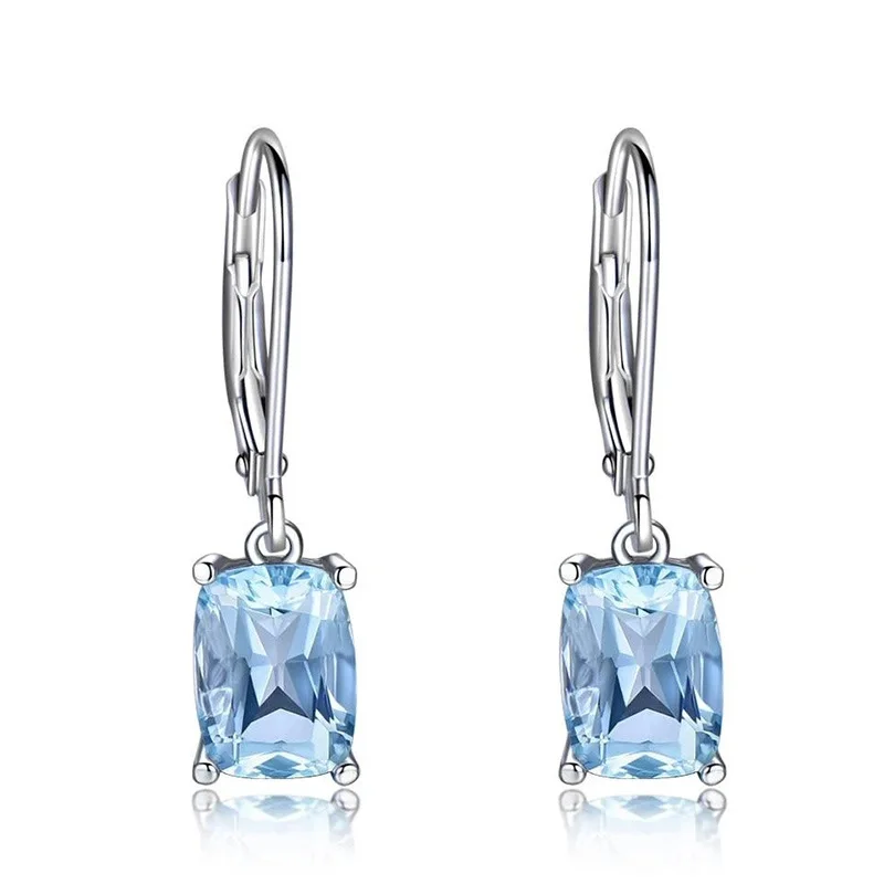 Fashion  Plated Color Sky Blue Stone Drop Long Earrings Temperament Earrings For Women Wedding Exquisite Jewelry