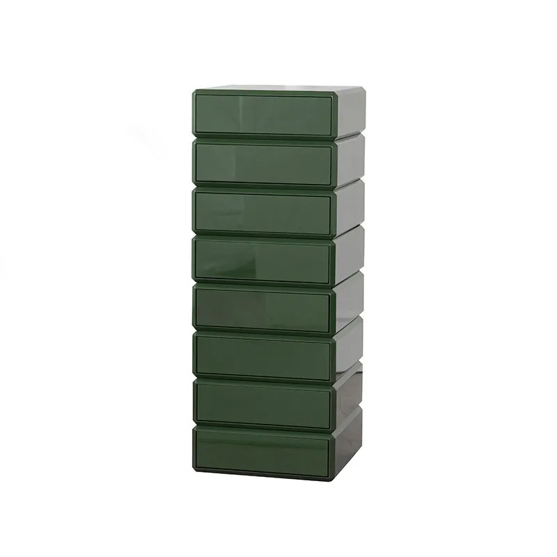 Rotatable fashionable green 8-layer chest of drawers, multi-functional storage simple living room bedroom chest of drawers