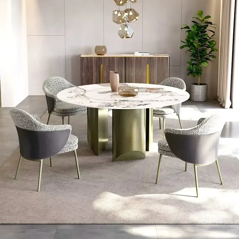 

European Style Antique Round Dining Room Tables Set 6-8 Person Classic Dinner Table