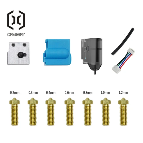 Imagen 2 del producto Kit de boquillas de bloque de aluminio con pegamento wah, extrusora de impresora 3d de artillería, nivelación automática