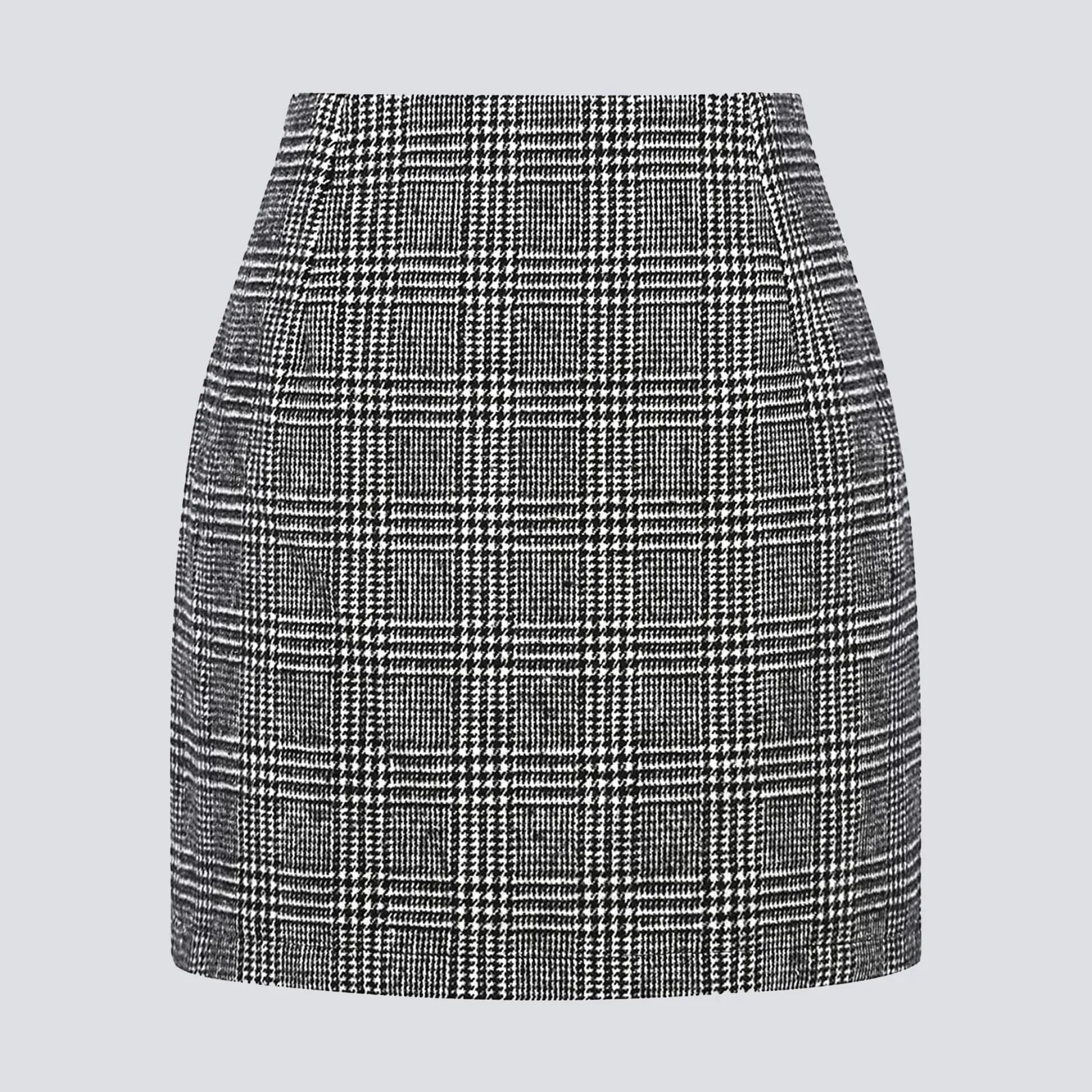 Autumn Winter Women Wool Plaid Skirt Elegant Pencil Mini Skirts Streetwear High Waist Lady Bodycon Short Skirt