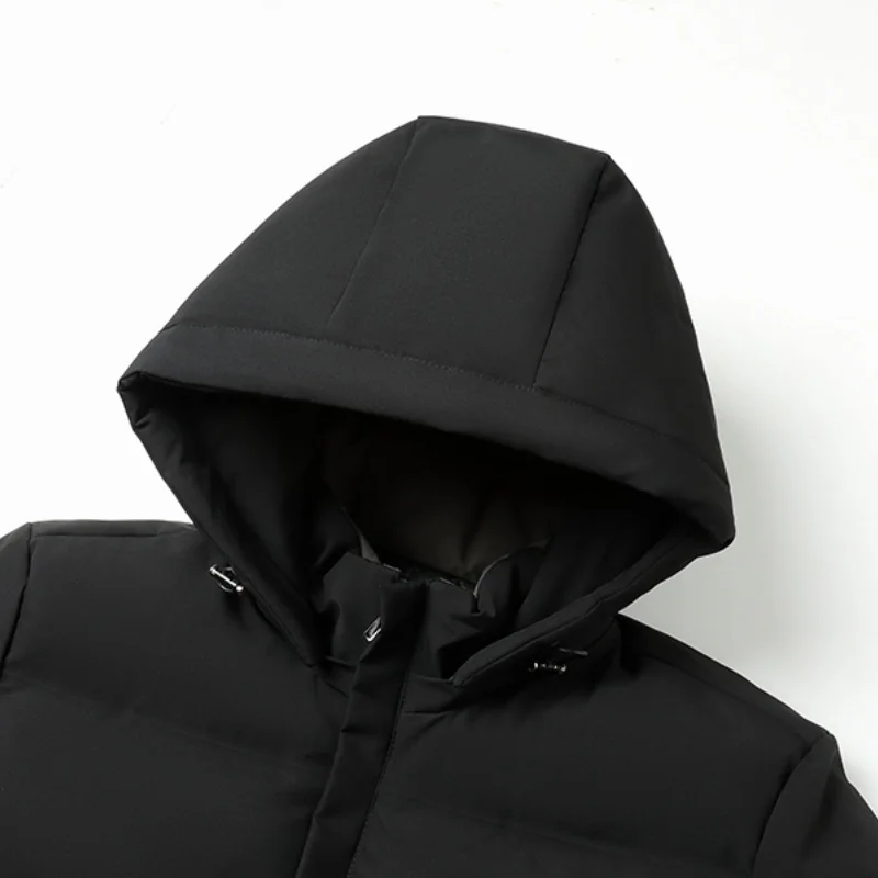 Men's Luxury Hooded Padded Jacket Winter Warm Outerwear Zipper Coat Fashion Casual Business Classic Versatile Trend Men's Cloth
