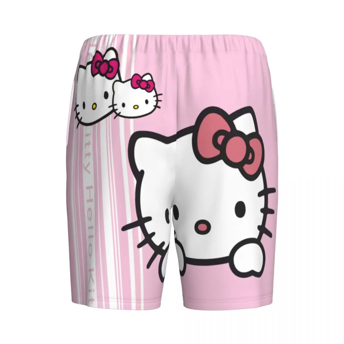 Пижамные шорты с персонажами мультфильмов Hello Kitty, одежда для сна, мужские шорты с эластичным поясом для сна и отдыха с карманами