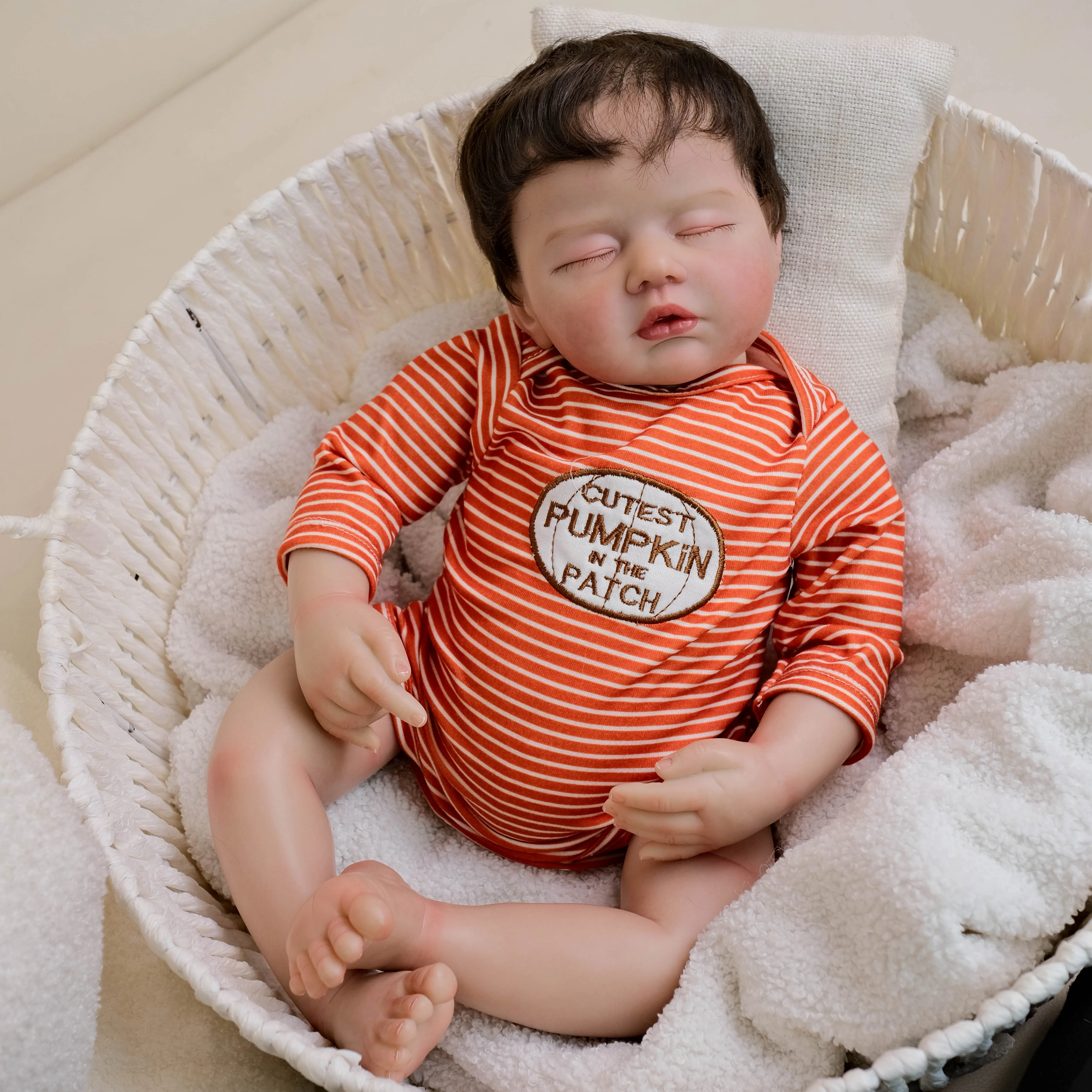 1PC 50cm/20 cali miękkiego silikonu śpiące odrodzone dziecko sztuka lalka dziecko zabawka dziewczyna realistyczna skóra 3D, prezent świąteczny