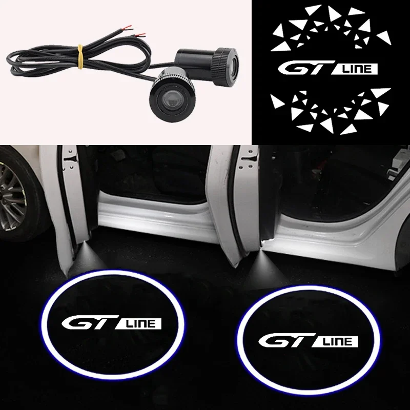 LED Car Welcome Ambiance Light Collision Avoidance Courtesy Lamp for Peugeot GTLine Logo Emblem Car Door Decor Auto Accessories