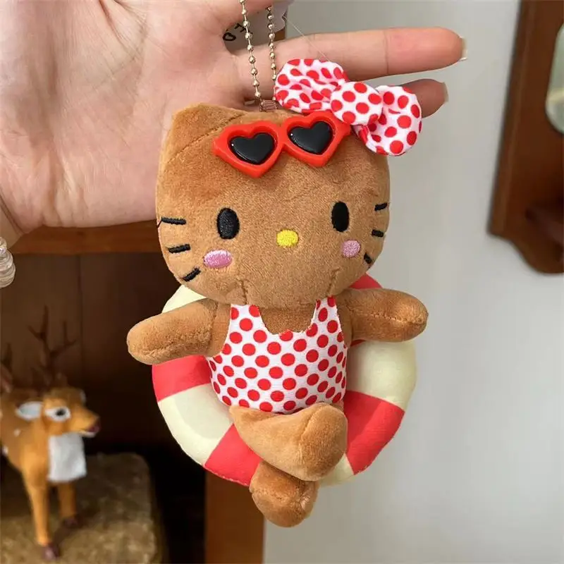 

Милые кожаные плюшевые куклы Hello Kitty, игрушки, брелок для плавания, кольцо для плавания, сумка KT, украшения, подарки