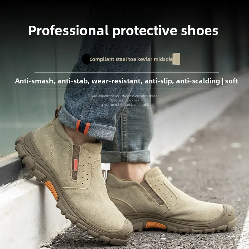 Anti Smashing Plastic Steel Toe Insulated Welding Safety Shoes Breathable Suede Leather Anti Scalding All Season Work Boots Men