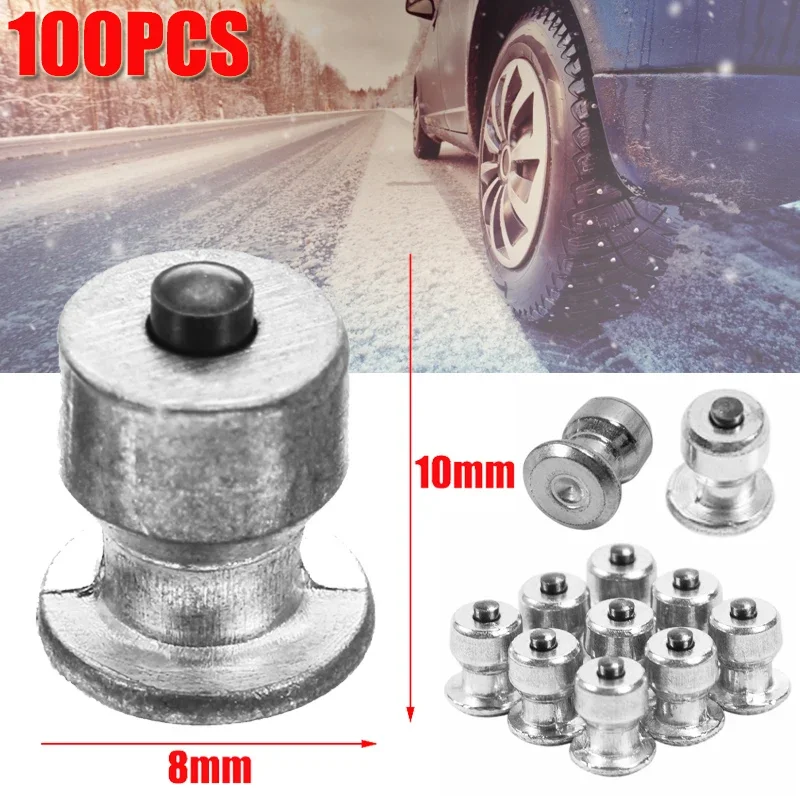 100Pcs Winter Wheel Lugs Car Tires Studs 8x10mm Screw Snow Spikes Wheel Tyre Snow Chains Studs For Shoes ATV Car Motorcycle Tire