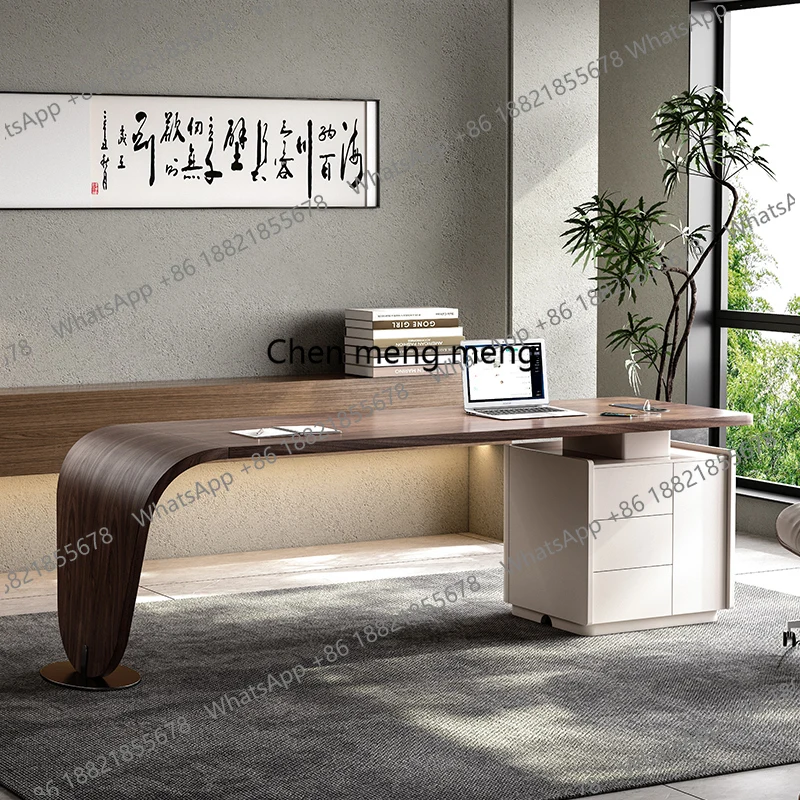 Light luxury corner rock slab desk Italian minimalist solid wood office computer desk study writing