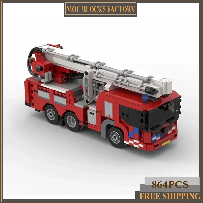 

Модель автомобиля Moc, строительные кирпичи, голландская пожарная машина, воздушная платформа, лифт, технологические блоки, подарки, рождественские игрушки, наборы «сделай сам», сборка