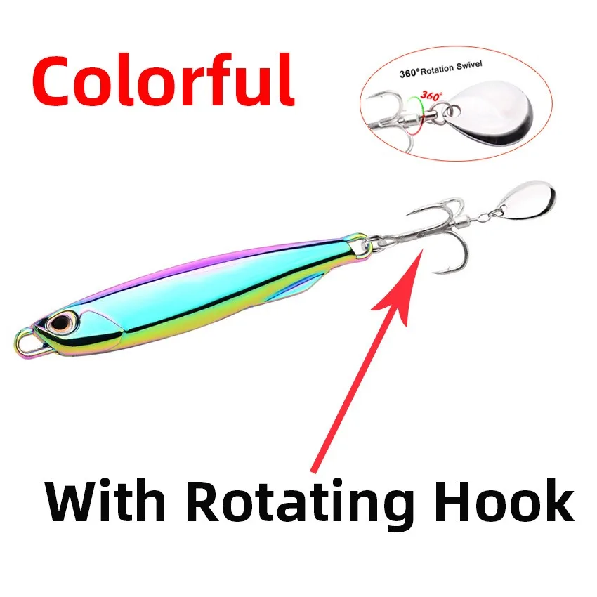 1PC Electroplated Lron Plate Road Metal Fishing Bait 40g 30g 20g Portable Fishing Lure Sharp Hoops Tip Spinning Tackle Tool