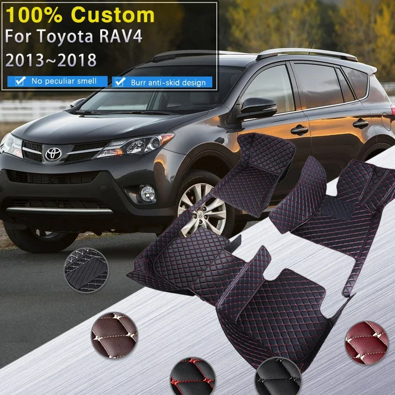 

Полный автомобильный коврик для Toyota RAV4 XA40 2013 ~ 2018, авто прочный ковер, роскошный кожаный напольный коврик, антигрязевой коврик, автомобильные аксессуары