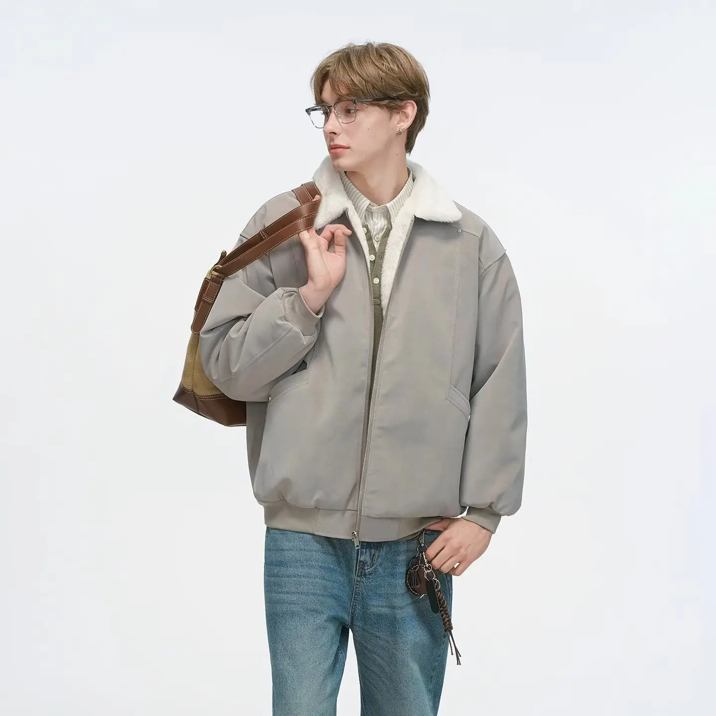 

Монохромное кашемировое пальто для мужчин, теплая зимняя куртка, винтажный американский стиль, High Street, Harajuku, зима