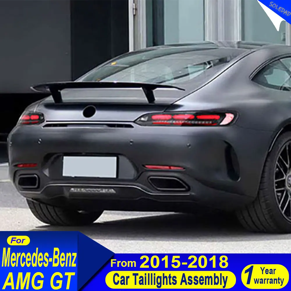 

Задние фонари для Mercedes-Benz AMG-GT 2015-2018, новый стиль, полностью светодиодные, с динамическим указателем поворота, комплект задних фонарей, автомобильные задние фонари.