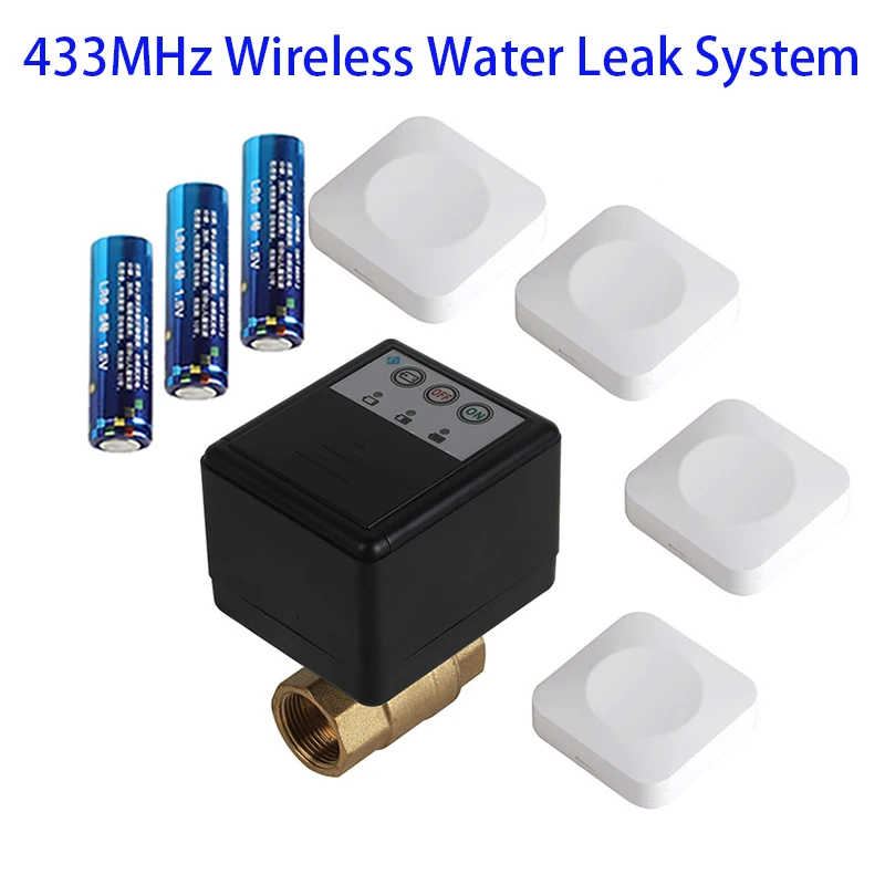 

Беспроводной умный клапан для перекрытия воды 433 МГц DN15 DN20 DN25 с чувствительным датчиком затопления для обнаружения утечек в водопроводе