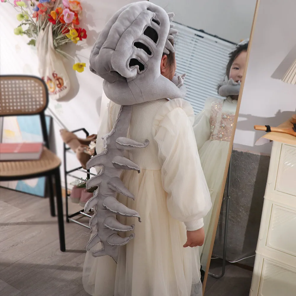

Exoskeleton Design Dinosaur Skeleton Mask Funny Wearable Funny Cosplay Headwear Detachable for /Adult