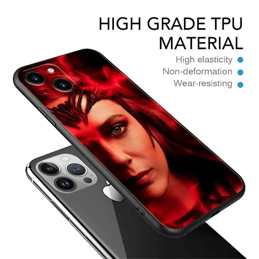 Phone Case For iPhone 15 14 13 12 11 Pro Max 5 5S 6S 6 7 8 Plus X XR 12 13 Mini Silicon Soft Cover Avengers Scarlet Witch Marvel