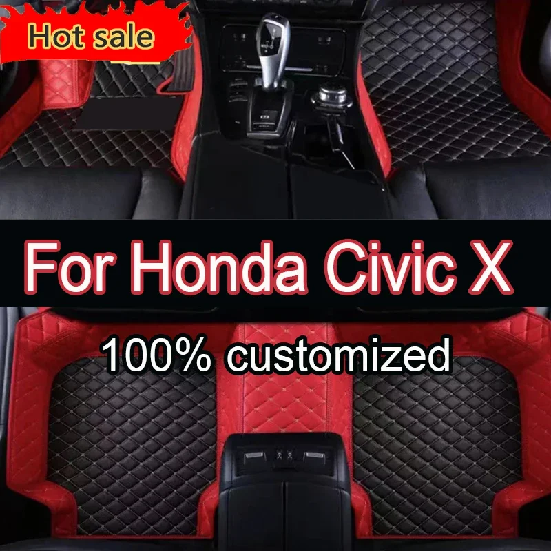 

Thickening Car Floor Mats For Honda Civic X 10 FC FK 2016~2021 Rugs Leather Floor Mat Carpets Interior Parts Waterproof Pad Car