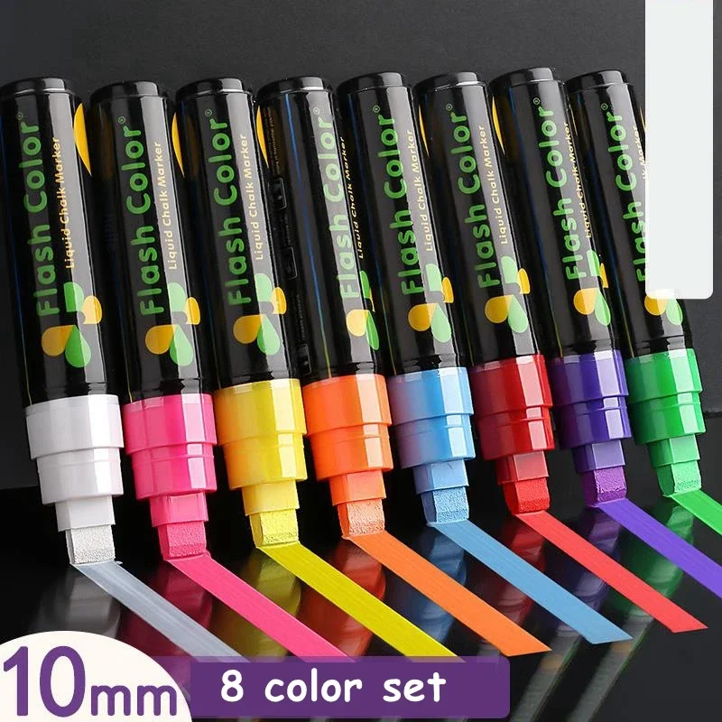 8 Kleur/Set Led Markeerstift Fluorescerende Marker Pennen Uitwisbaar Krijt 5/6/8/10Mm Briefpapier Voor Led Schrijfbord Schilderen Graffit