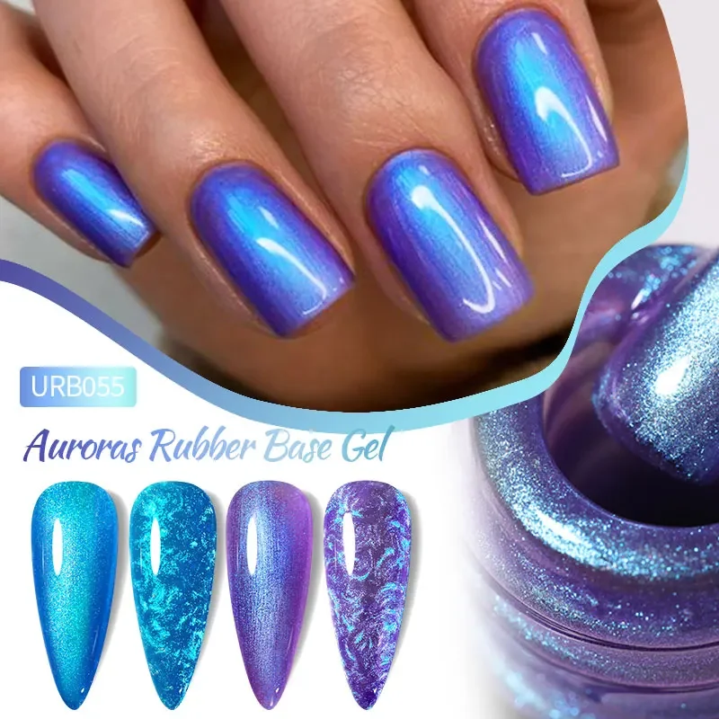 UR SUGAR 7ml Auroras Rubber Base Gel Nail Polish Blue Glitter Sparking Soak Off UV LED Nails Art Gel Varnish