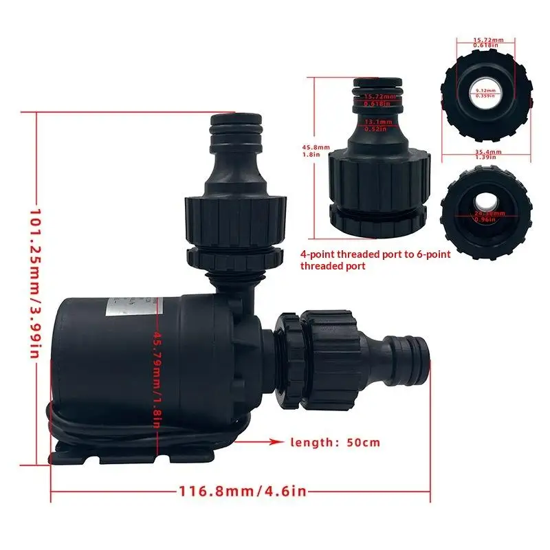 Solar DC12V/24V High Pressure Water Pump 800L/H Lift 5M Submersible Brushless Motor Aquarium Water Pump with Quick Break Joint view 6