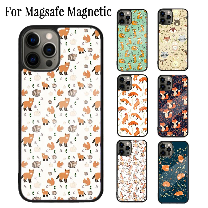 Cute Fox In Autumn Magnetic Phone Case Coque For iPhone 16 15 14 Plus 13 12 Mini 11 Pro Max Magsafe Wireless Charging Cover