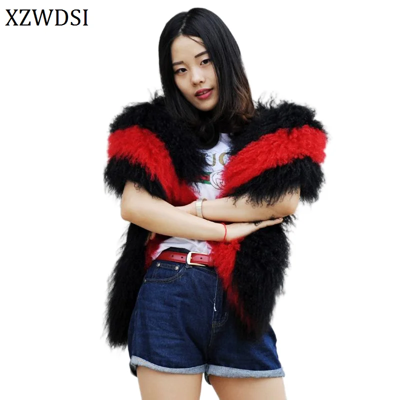Luxury Women's Genuine Mongolian Lamb Fur Cape Wrap Fluffy Scarf Winter Fashion Shawl Custom Colors for Factory