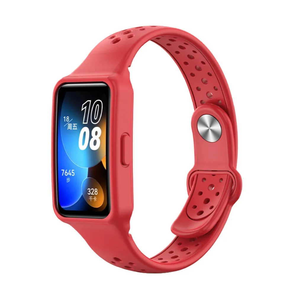 สายนาฬิกาซิลิโคนระบายอากาศได้แบบพกพาสายรัดข้อมืออุปกรณ์เสริมสำหรับ Huawei band 9/8