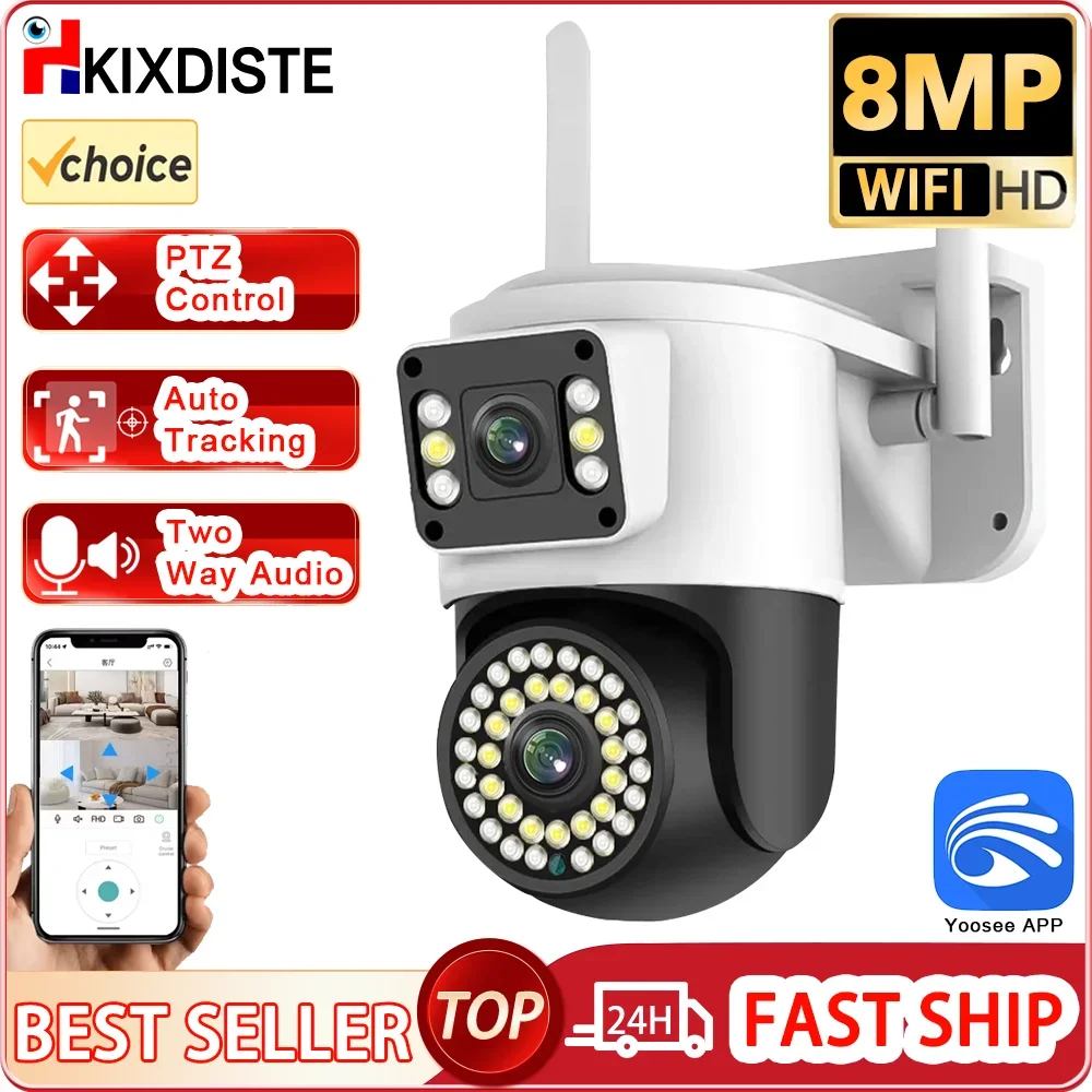 

YOOSEE Wifi 8MP 4K Dual Lens Outdoor Security IP Cameras More LED Light Security WiFi PTZ Smart Home Night Vision Auto Tracking