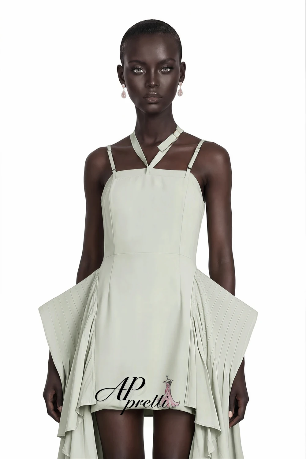 AP pretti Chic Halter Sleeveless Evening Dress Customized High‑Low Hem Short Party Gown Cocktail Formal Dress Vestidos De Noche