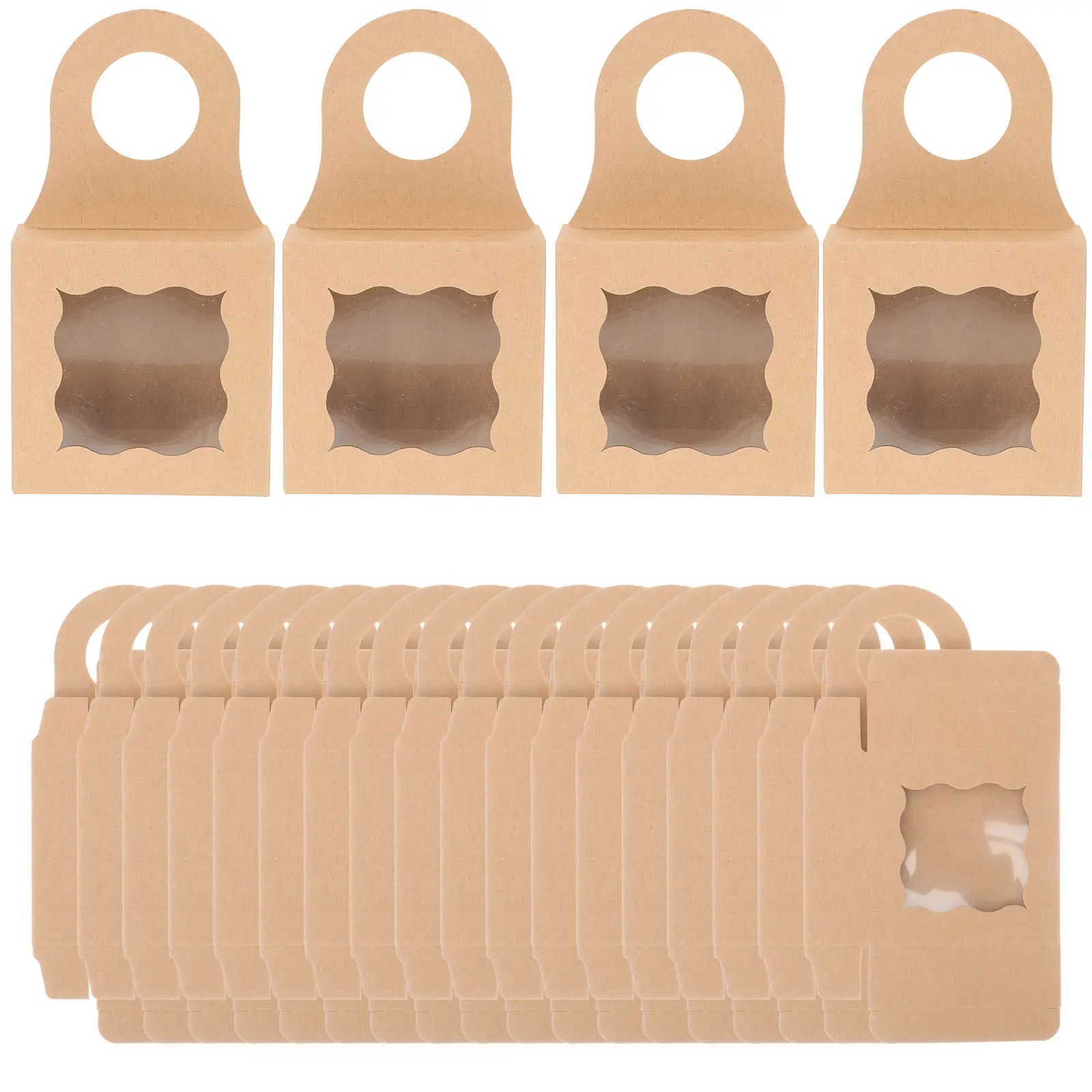 25Pcs Wine Bottle Storage Box Kraft Paper Gift Box with Window Portable Lightweight for Home Party Bar Hotel Cold