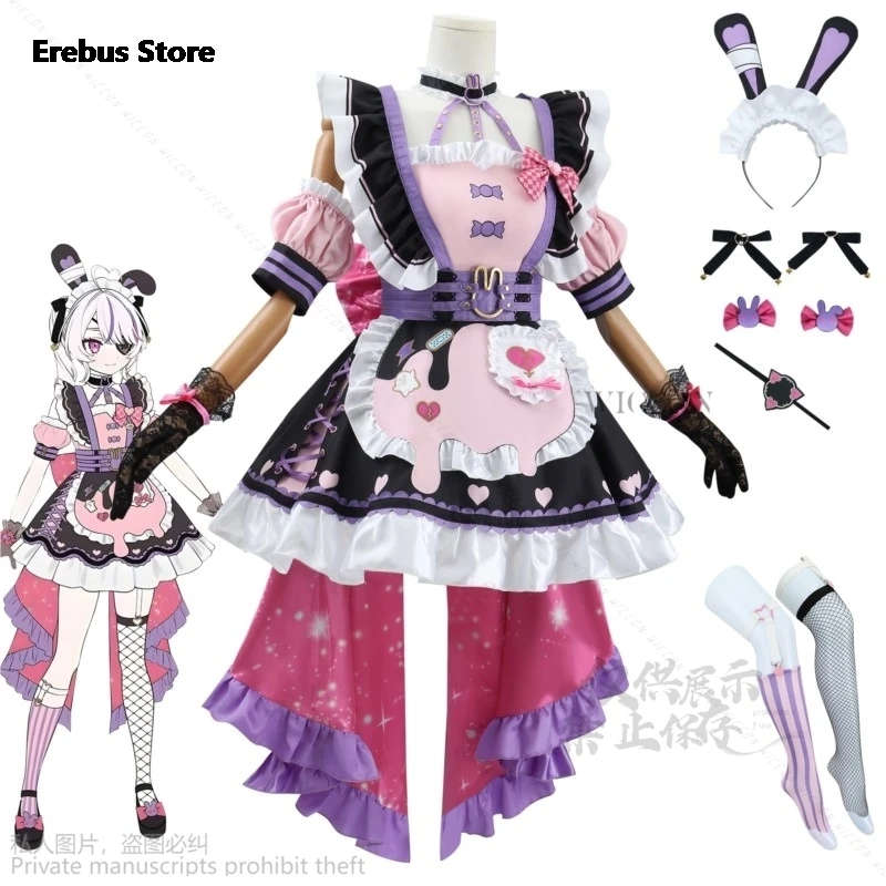 Anime Nijisanji EN Maria Marionette Cosplay Vtuber Lovely Sweet Lolita Dress Cosplay Wigs Halloween JK Role Play Party Carnival