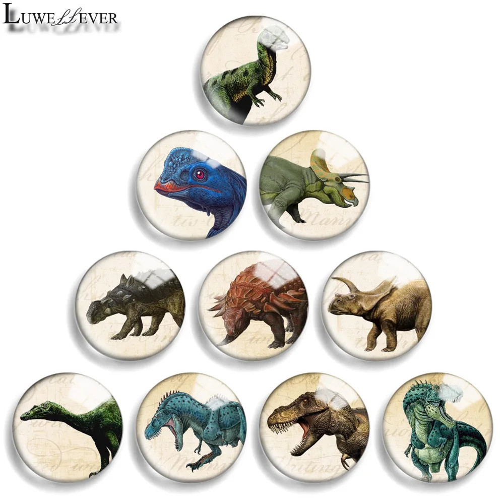 Cabochon Rond en Verre de Dinosaure, 12mm, 10mm, 20mm, 25mm, 30mm, 40mm, 886, Bouton Pression, Bracelet à Breloques