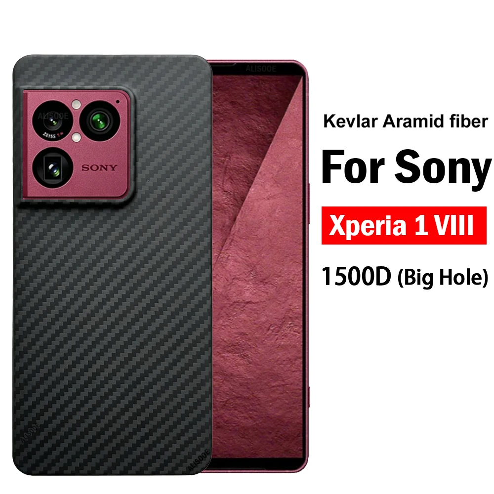 Capa de Fibra de Carbono Real para Sony Xperia 1 VIII, Ultra Fina, Fibra de Aramida, Capa Dura Fosca para Sony Xperia 1 VIII